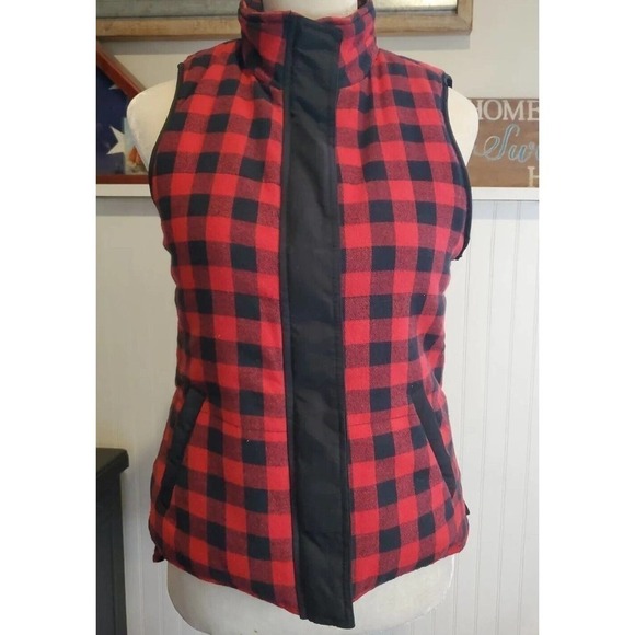 Vintage Cambridge Dry Goods Women’s Small Buffalo check Red Plaid Vest - Picture 1 of 11